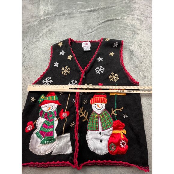 Nutcracker Holiday Snowman Festive Vest Womens Small Red Black Ugly Christmas - Picture 4 of 10